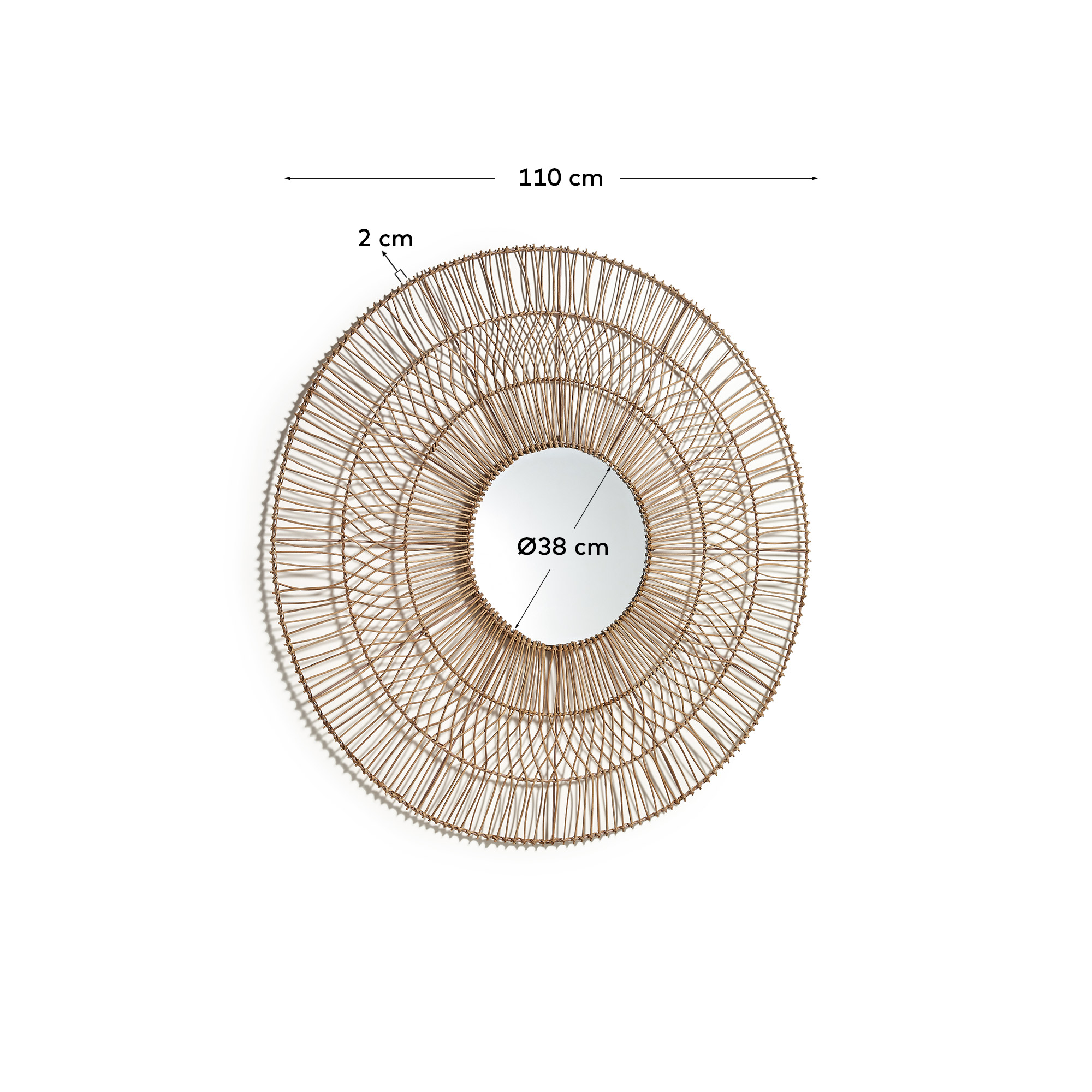 Viviana Зеркало из ротанга с натуральной отделкой Ø 110 см La Forma (ex Julia Grup)