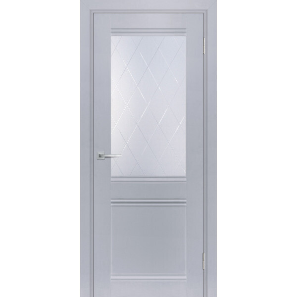 Межкомнатная дверь Graf ТЕХНО-702 Сатинат, контурный полимер б-цв. рис. Ромб Муссон (2000 х 600)