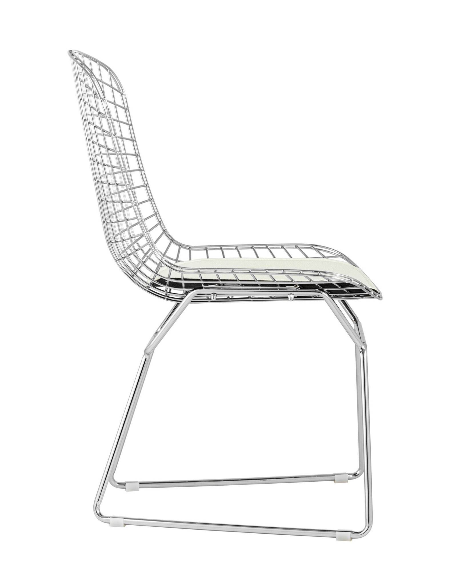 Стул обеденный Bertoia хромированный с белой подушкой Stool Group
