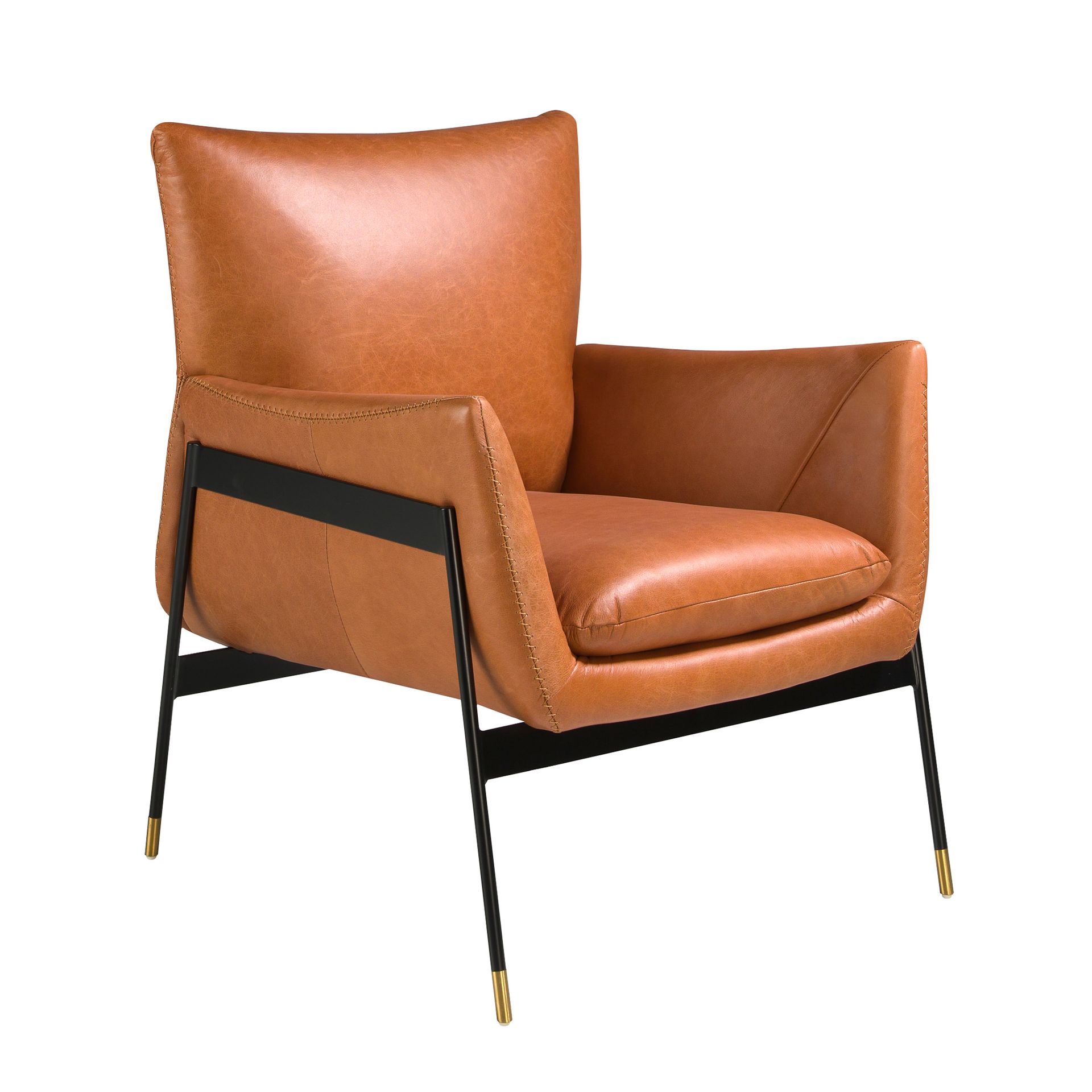 Кресло 5091/KF-A002-M2851 кожаное с черными стальными ножками Angel Cerda