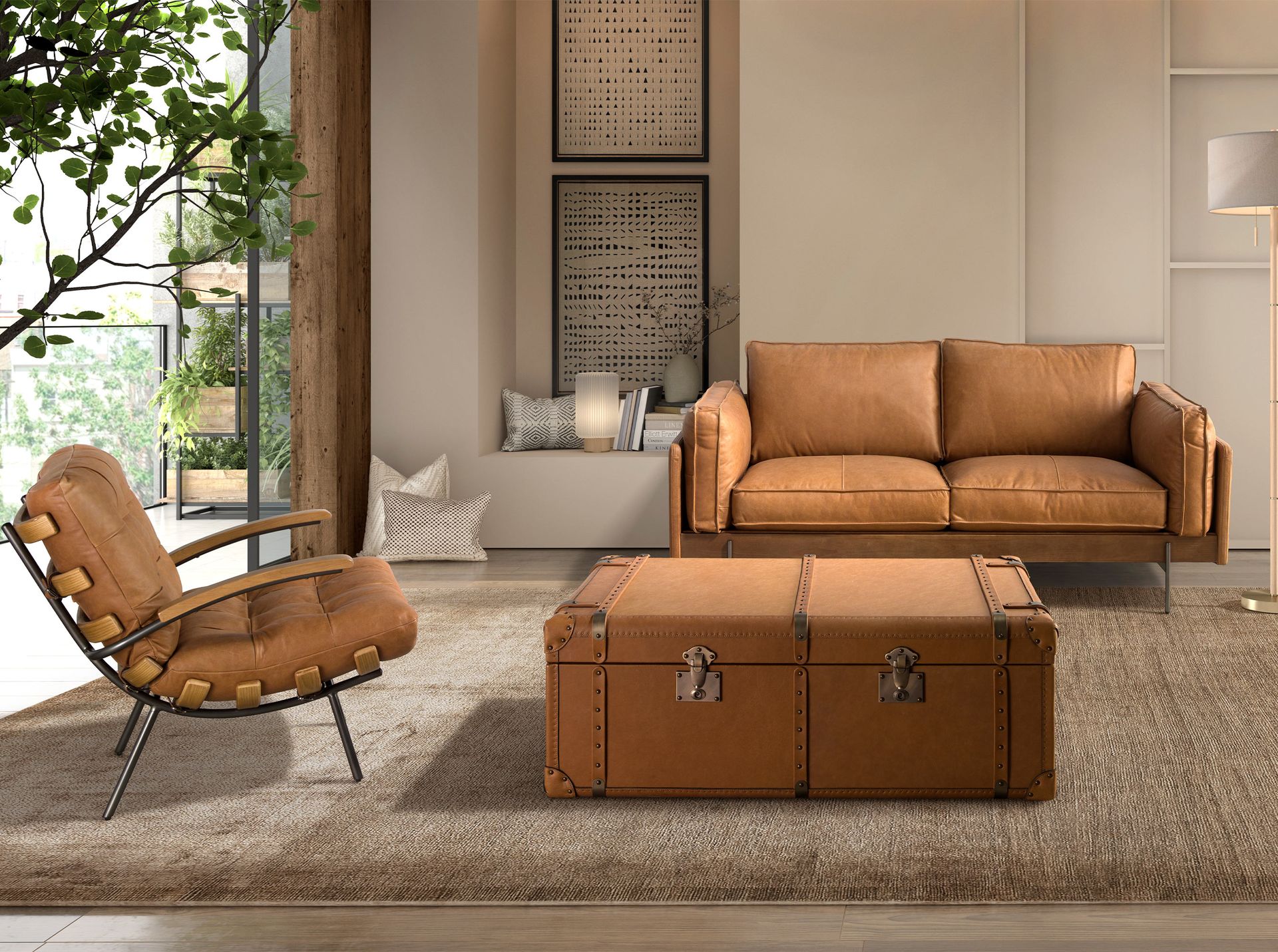 Кресло 5153 из коричневой кожи с подлокотниками из ясеня Angel Cerda