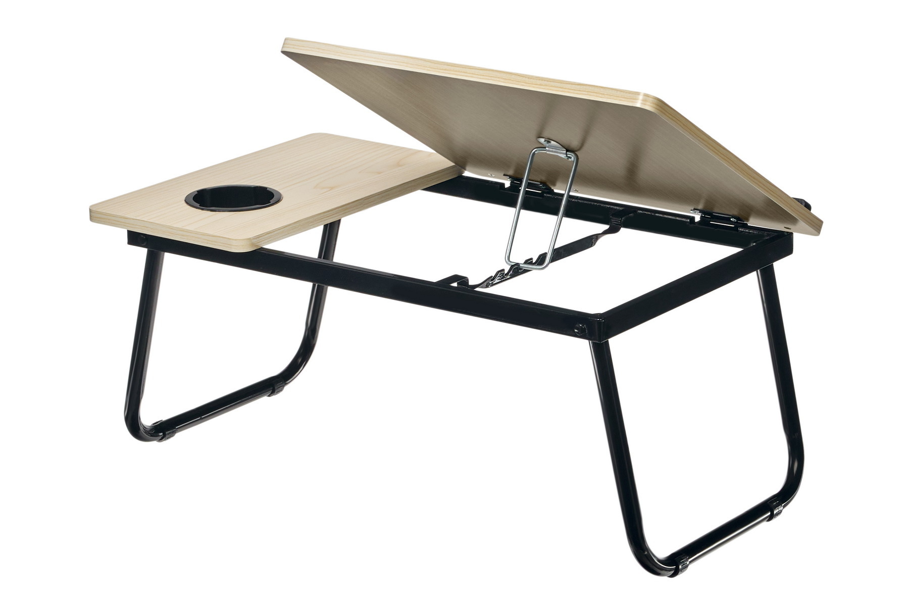 Стол складной с подъёмной крышкой и подстаканником «ВИТА», 55x32x25см, мдф, металл, св.дерево, черный Bradex Home TD 0784
