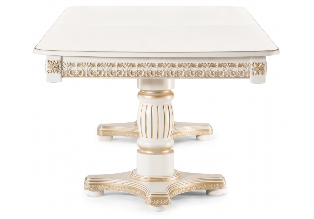 Стол деревянный Woodville Морнит 220(320)х110 молочный / золото 483916