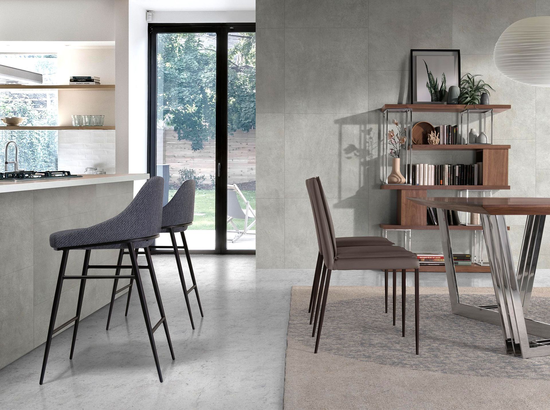 Барный стул A189/4103 с тканевой обивкой и стальной конструкцией Angel Cerda