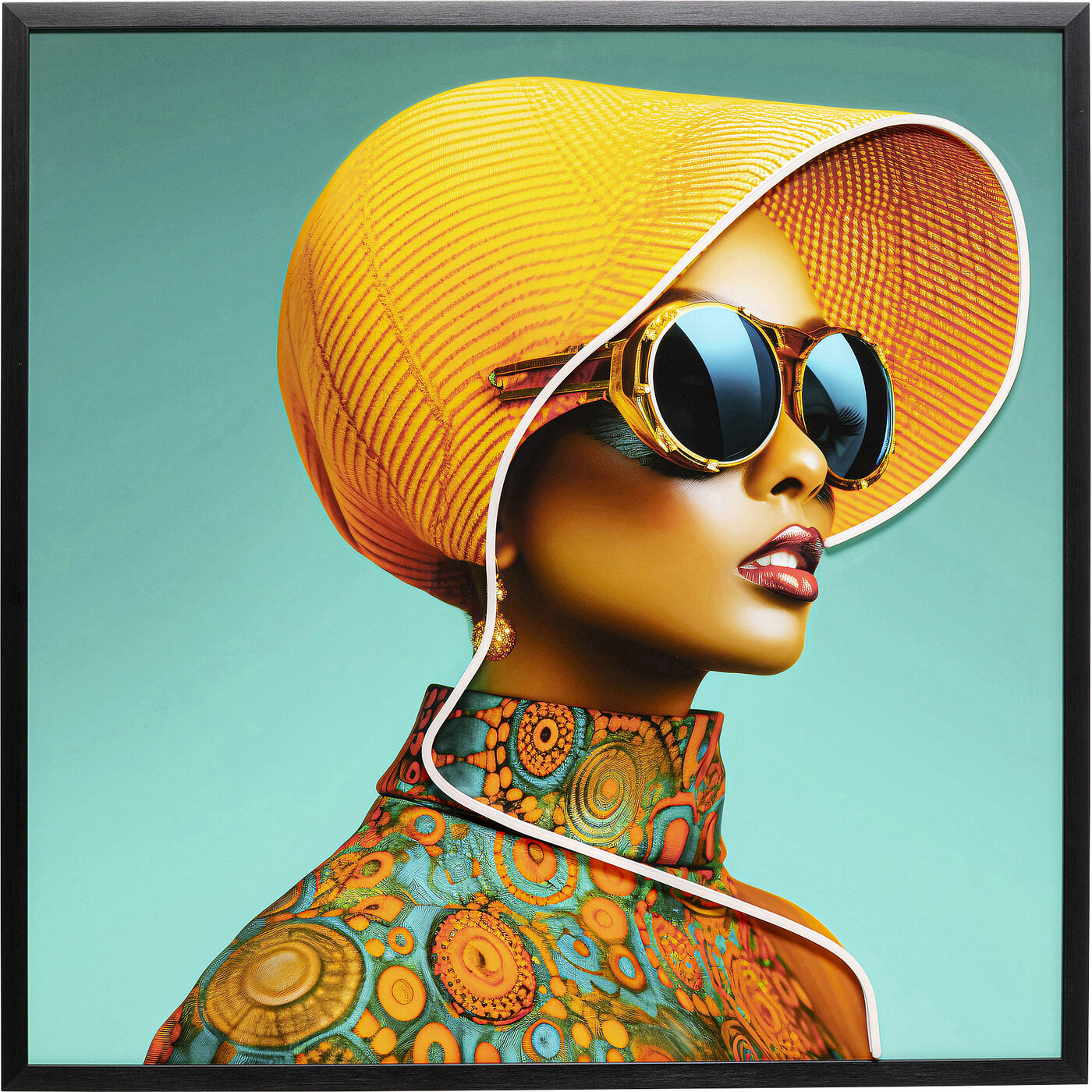 Картина Sun Hat Woman Yellow LED 80x80cm KARE 56576