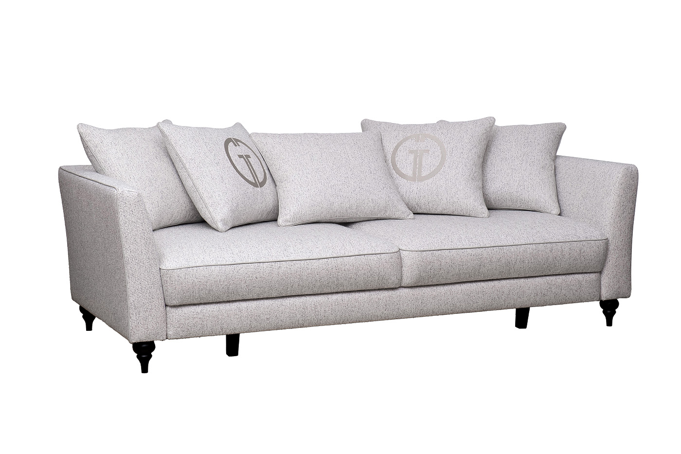 Диван Sorrento 230М трехместный расклдной светло-бежевый с кантом Garda Decor SORRENTO(K)-230M-3K-Santo1902-SECRU+Nev83