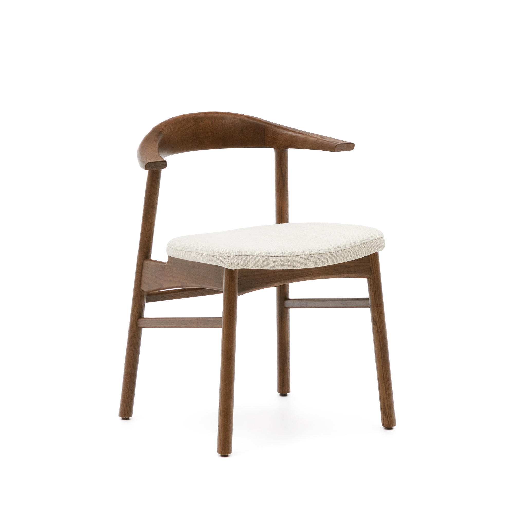 Стул Timons из бежевой синели из массива дуба с отделкой орех FSC Mix Credit La Forma (ex Julia Grup)