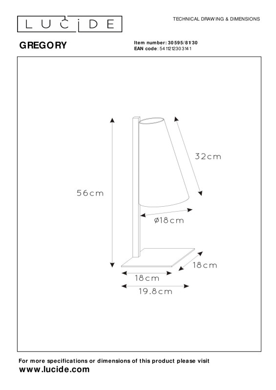 Настольная лампа LUCIDE 30595/81/30