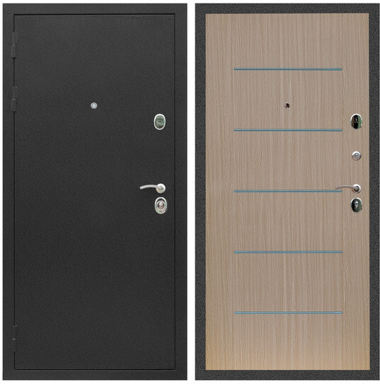 Дверь входная Graf Люкс ТП-70 Черный крокодил / МДФ 6 мм В-03 молдинг Венге светлый