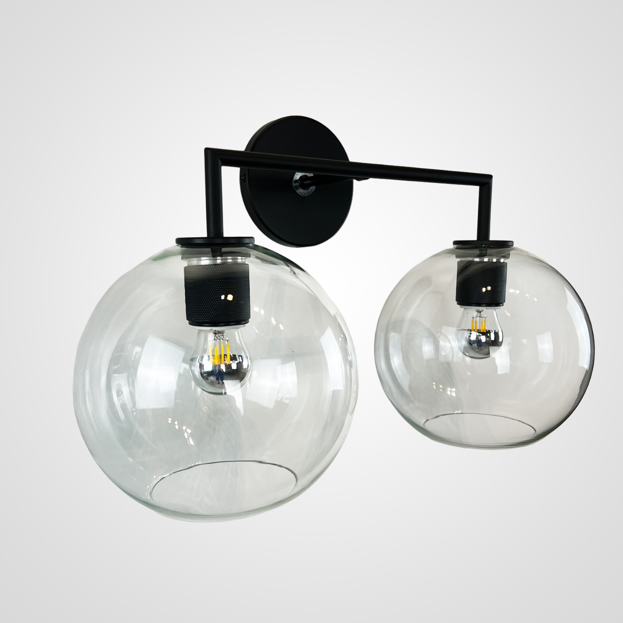 Бра Rh Utilitaire Globe Shade Double Sconce Black By Imperiumloft