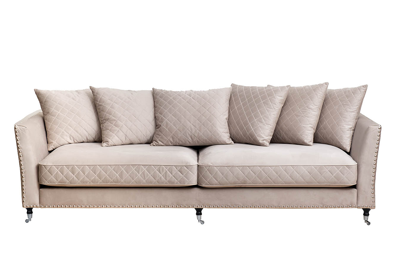 Диван Sorrento 250 трехместный велюровый светло-серый Garda Decor SORRENTO-250-Colt030