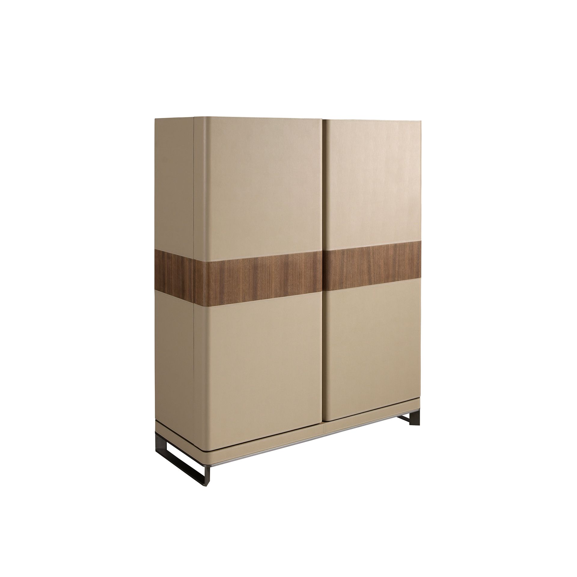 Высокий буфет 3276 из кожи, ореха и полированной стали Angel Cerda