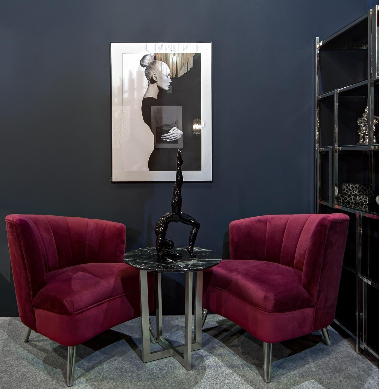 Столик журнальный черный (искусственный мрамор) Garda Decor 33FS-ET2029-BS