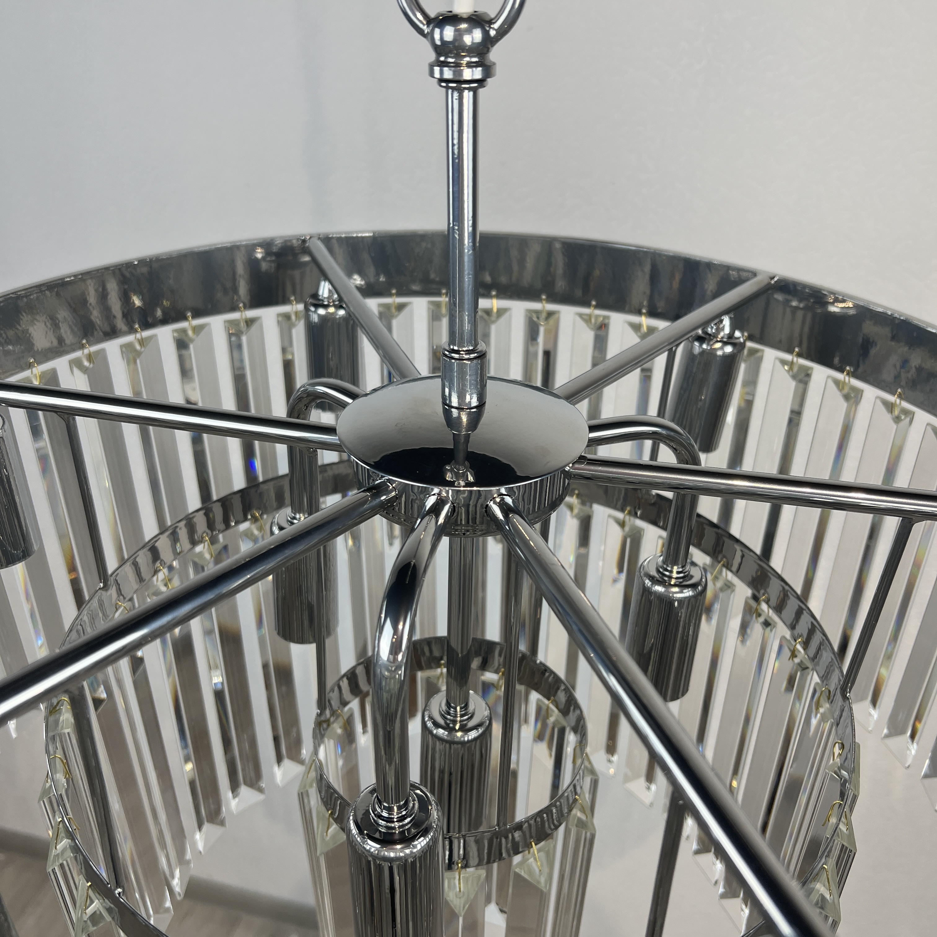 Люстра Rh 1920S Odeon Clear Glass Fringe 3-Tier Chandelier Chrome By Imperiumloft