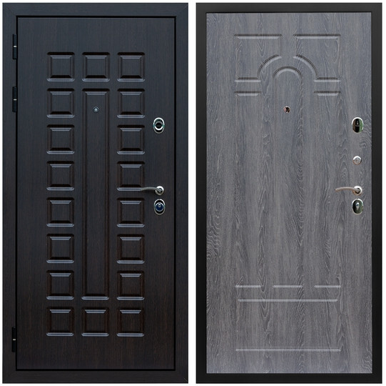 Дверь входная Graf Люксор 3К Шагрень черная / МДФ 6 мм ФЛ-58 Дуб Филадельфия графит