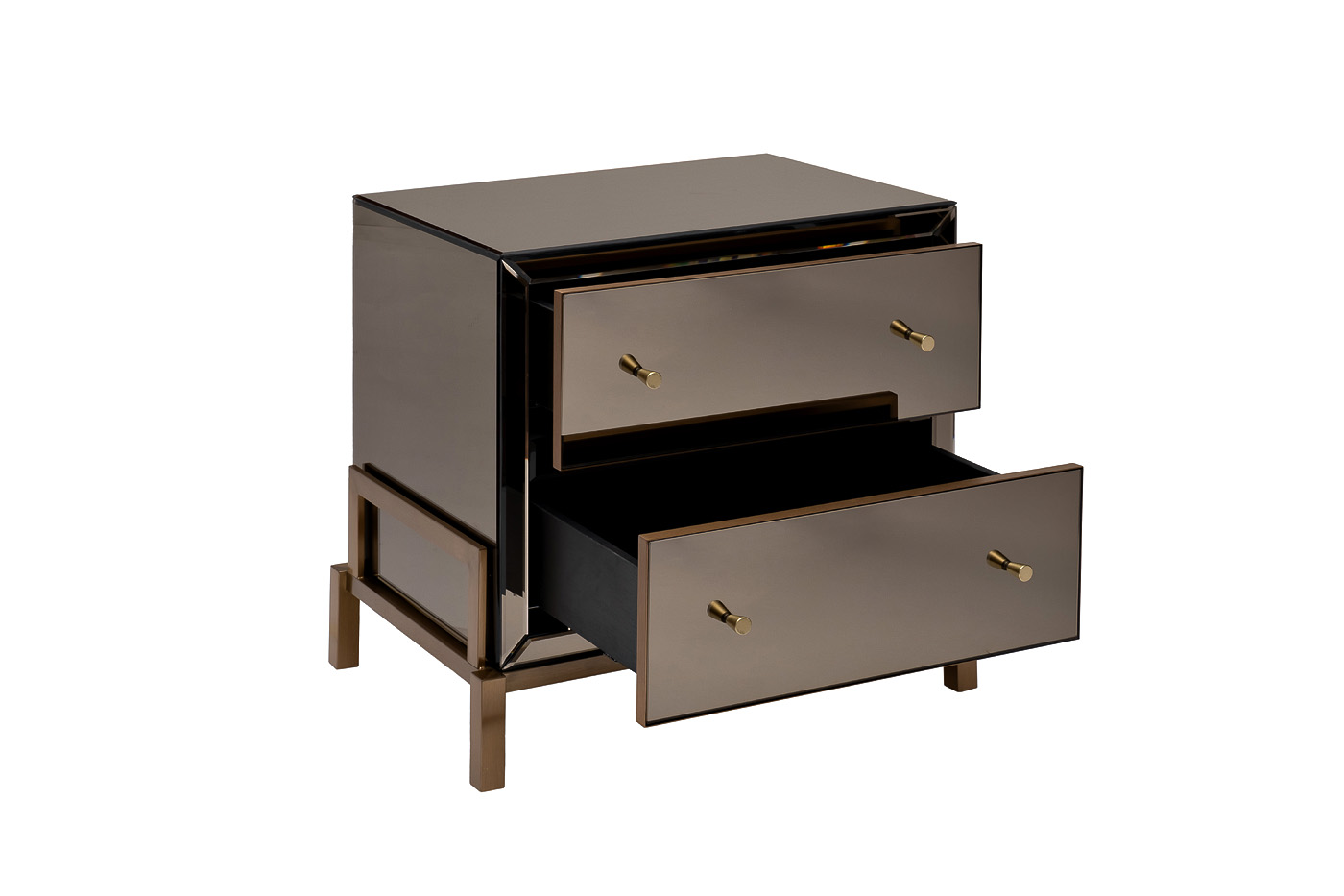 Тумбочка с 2мя ящиками зеркальная/золото Garda Decor KFG170