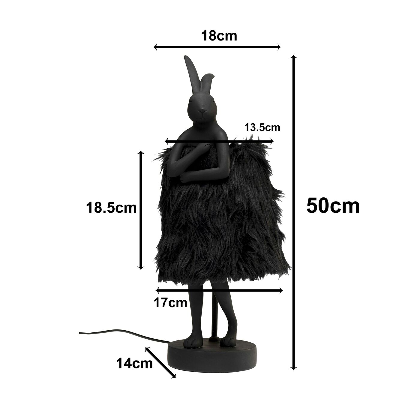 Светильник настольный Animal Rabbit Fur Black/Gold 50cm KARE 56674