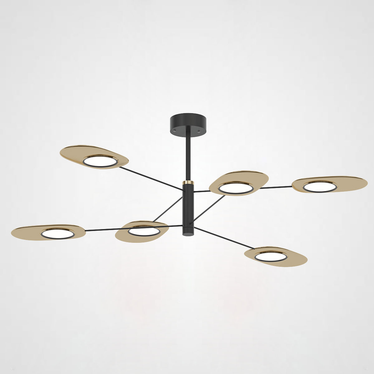 Люстра на штанге INGEL D90 6 lamps Black/Gold by ImperiumLoft