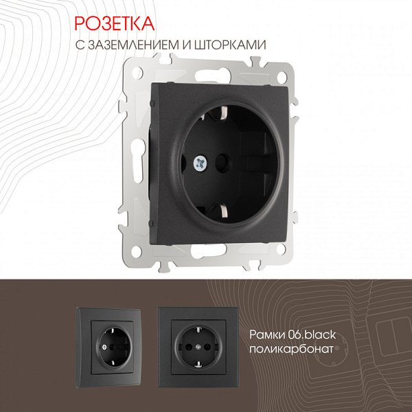 Розетка Arte Milano 206.40-1.black