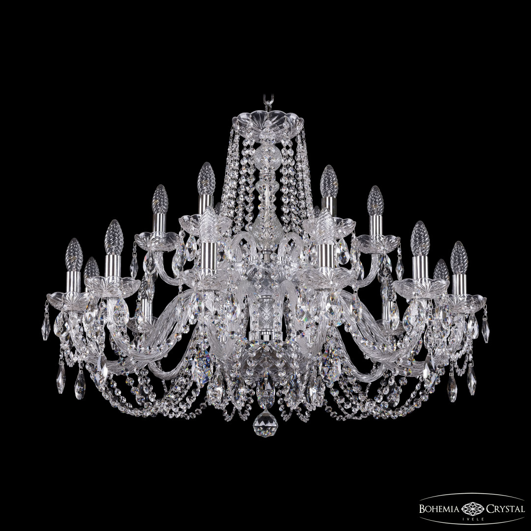 Люстра хрустальная 1402/12+6/300/2d Ni