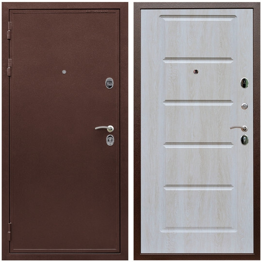 Дверь входная Graf Престиж Антик медь / МДФ 16 мм ФЛ-39 Дуб Филадельфия крем