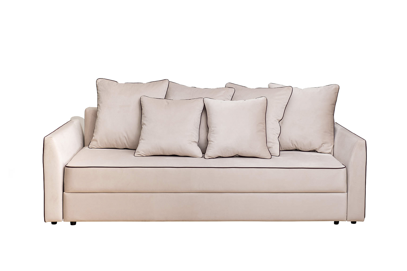 Диван Mores трехместный раскладной бежевый с кантом Garda Decor MORES(K)-Colt002+Vel35