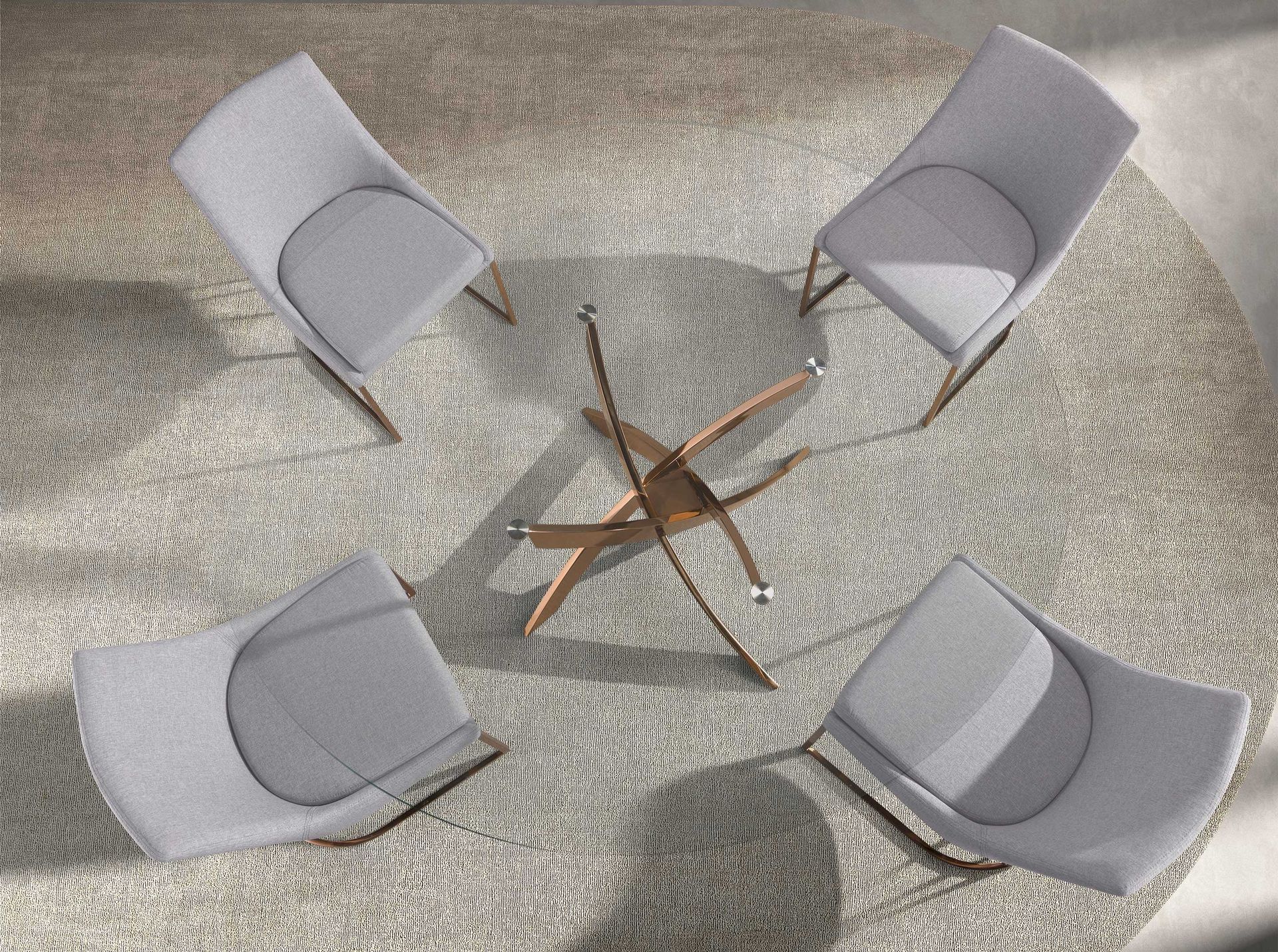 Круглый обеденный стол 1169 из стекла и стали цвета розового золота Ø140 Angel Cerda