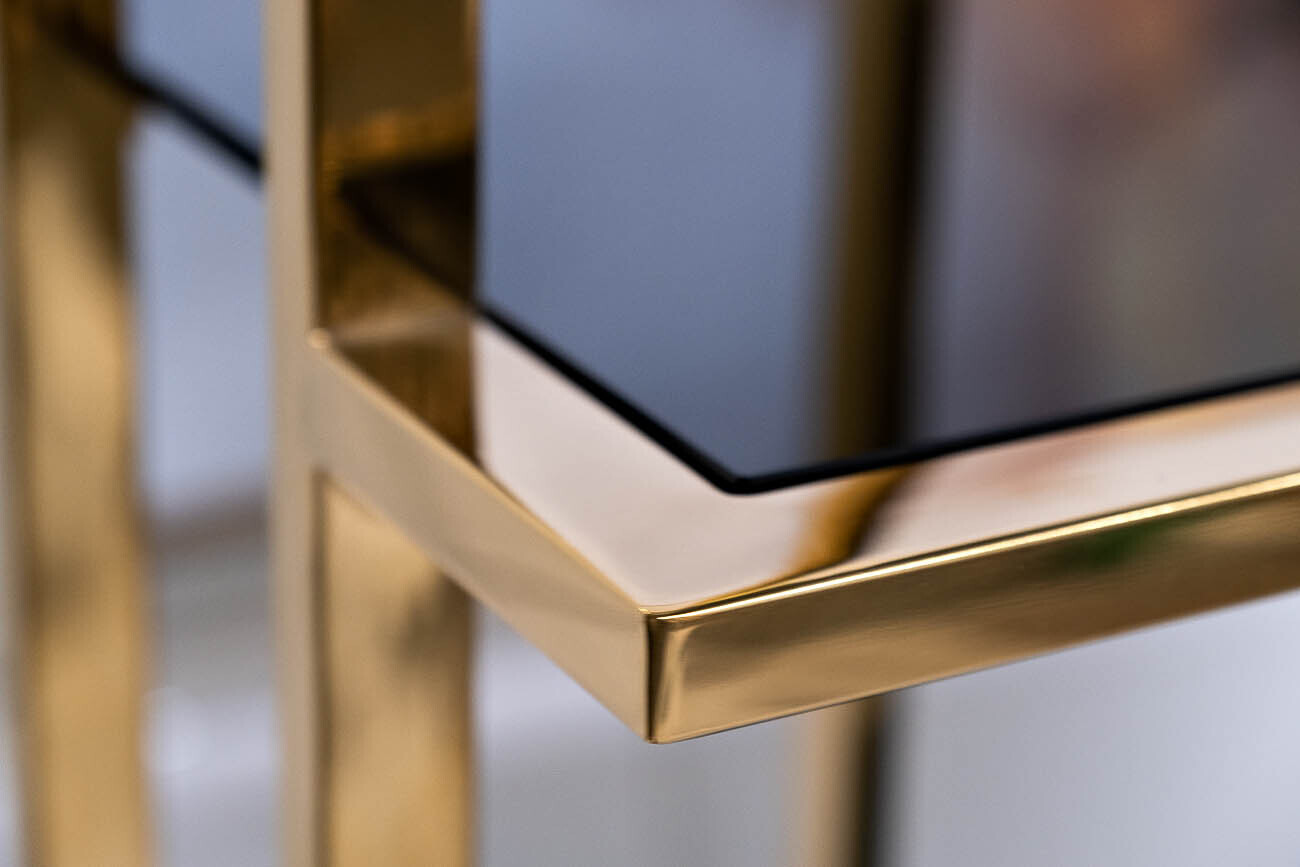 Стеллаж с черным стеклом (золотой) Garda Decor 46AS-SH1537-GOLD