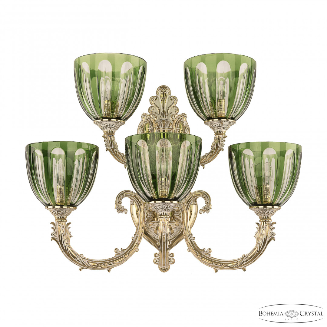 Бра бронзовые с хрусталём 7109B16/3+2/210 GW P1 U Clear-Green/H-1H