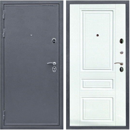 Дверь входная Graf Лондон Антик серебро / МДФ 16 мм ФЛ-243 Ясень белый