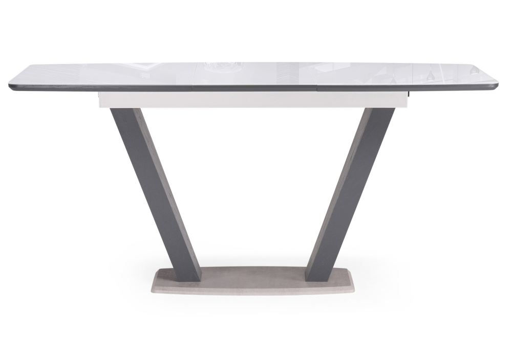 Стол стеклянный Woodville Петир 120(160)х80х75 ультра белый / гриджио / камень серый 517334