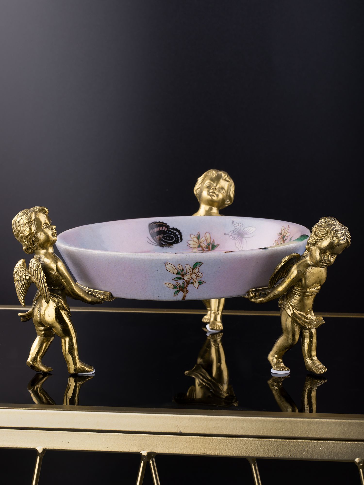 Блюдо на трех ангелах Glasar 31G2578/C914HC/HP1535