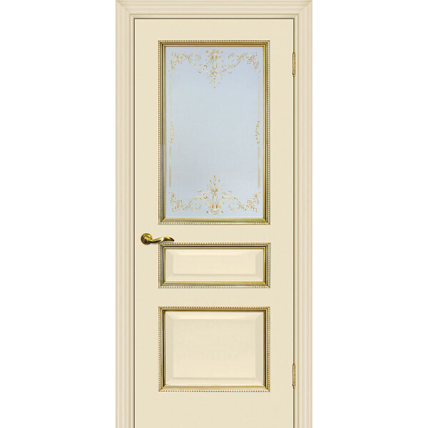 Межкомнатная дверь Graf Мурано-2 Сатинат, контурный полимер золото магнолия, патина золото (2000 х 800)