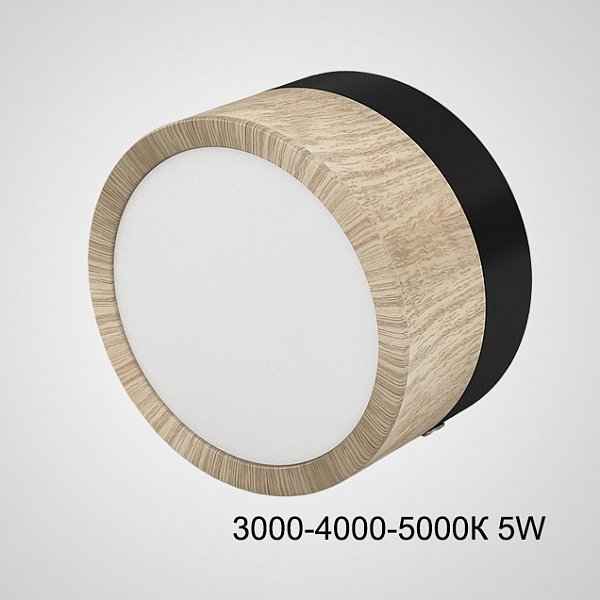 Точечный светильник FOG WOOD D9 Black Трехцветный свет 5W by ImperiumLoft