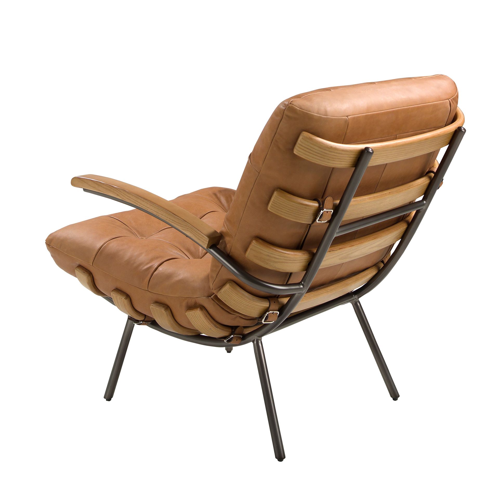 Кресло 5153 из коричневой кожи с подлокотниками из ясеня Angel Cerda