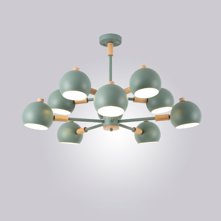 Люстра на штанге SVEN 10 lamps Green by ImperiumLoft