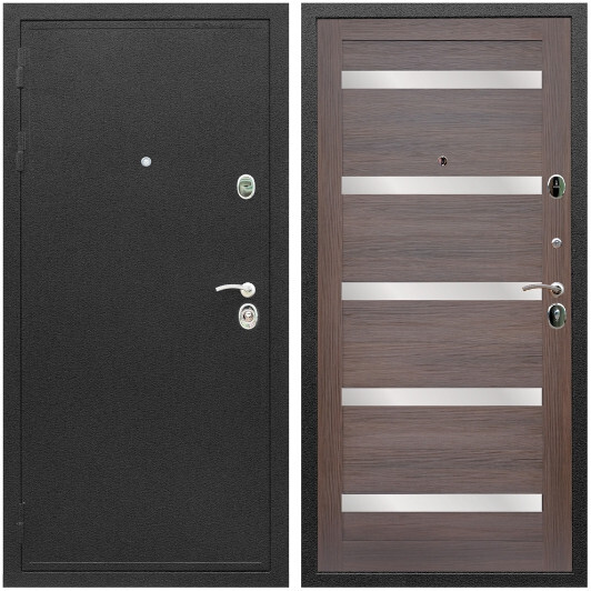 Дверь входная Graf Престиж Черный шелк / МДФ 16 мм СБ-14 Эковенге стекло белое