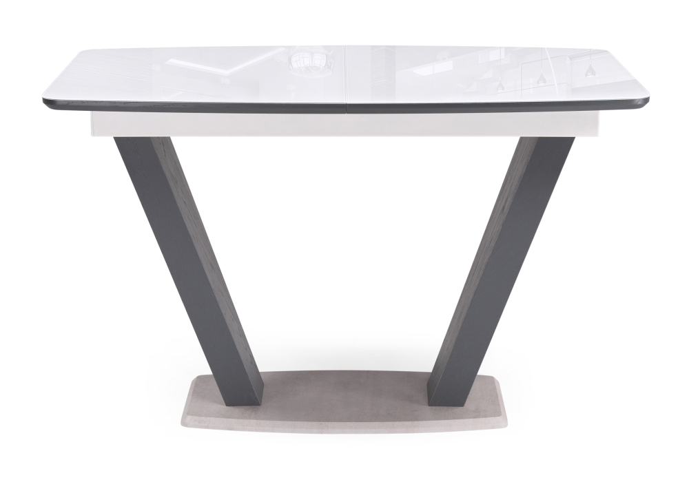 Стол стеклянный Woodville Петир 120(160)х80х75 ультра белый / гриджио / камень серый 517334