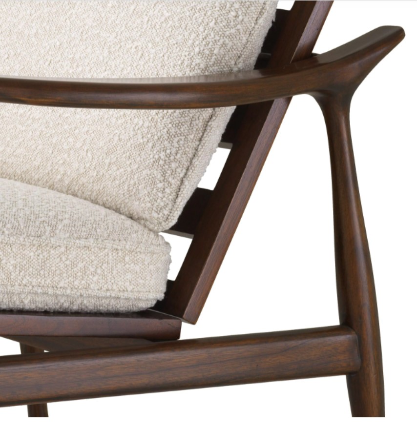 Стул Eichholtz Manzo classic brown finish bouclé cream incl cushions 116223