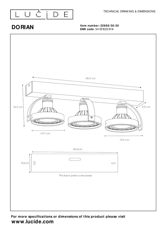 Спот LUCIDE 22968/36/30