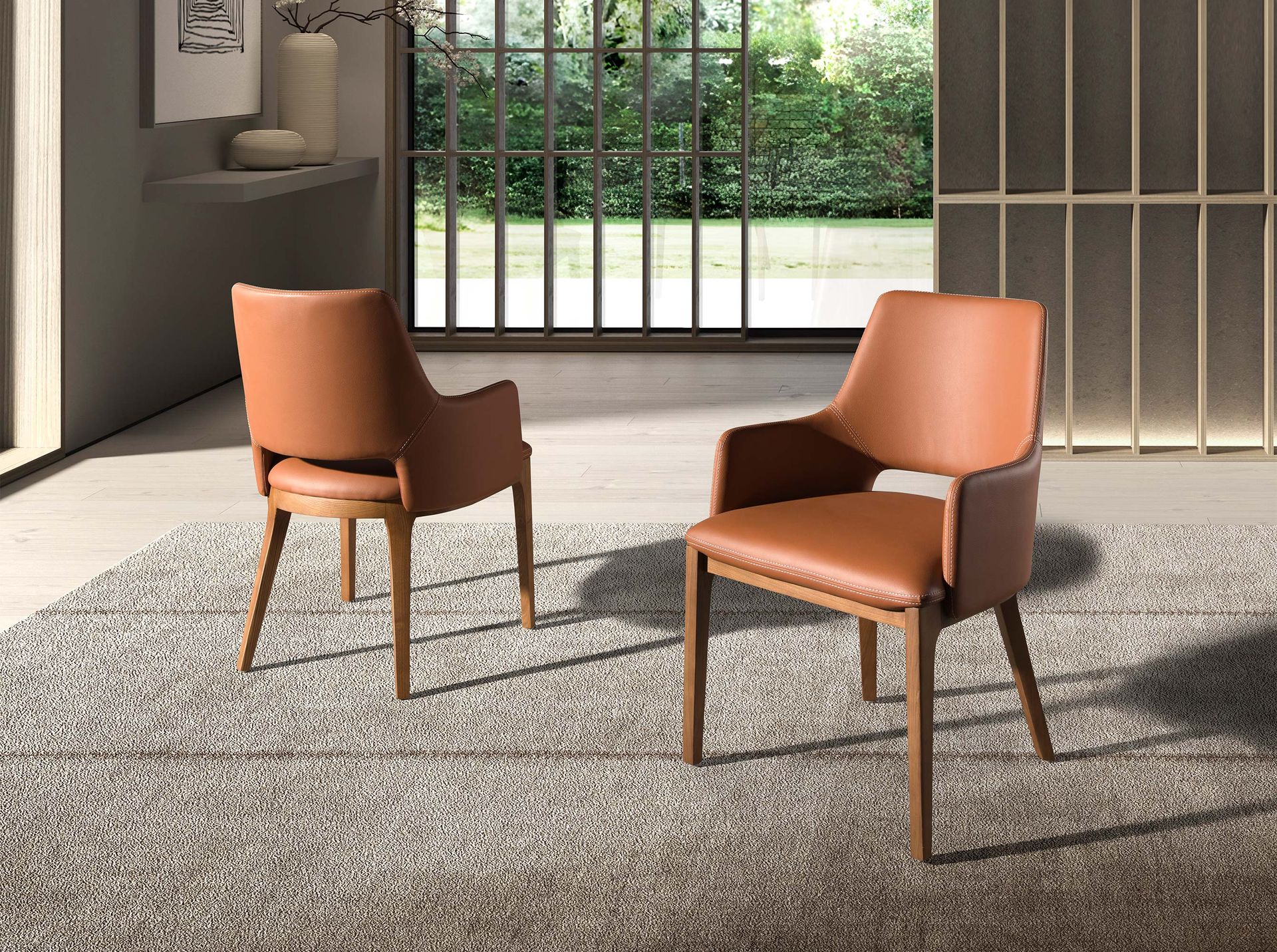 Коричневый стул из экокожи модель 4157 Angel Cerda