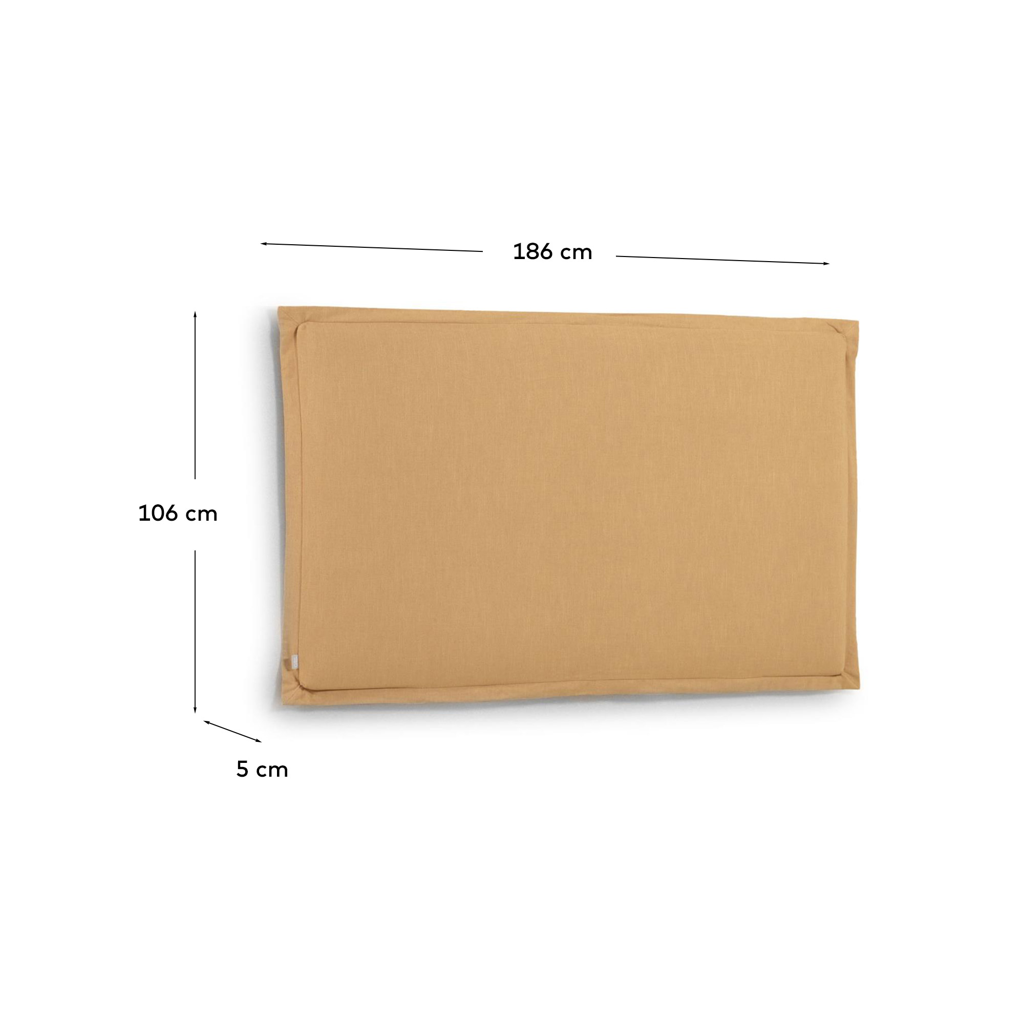 Изголовье из льняной ткани горчичного цвета Tanit со съемным чехлом 186 x 106 см La Forma 113240