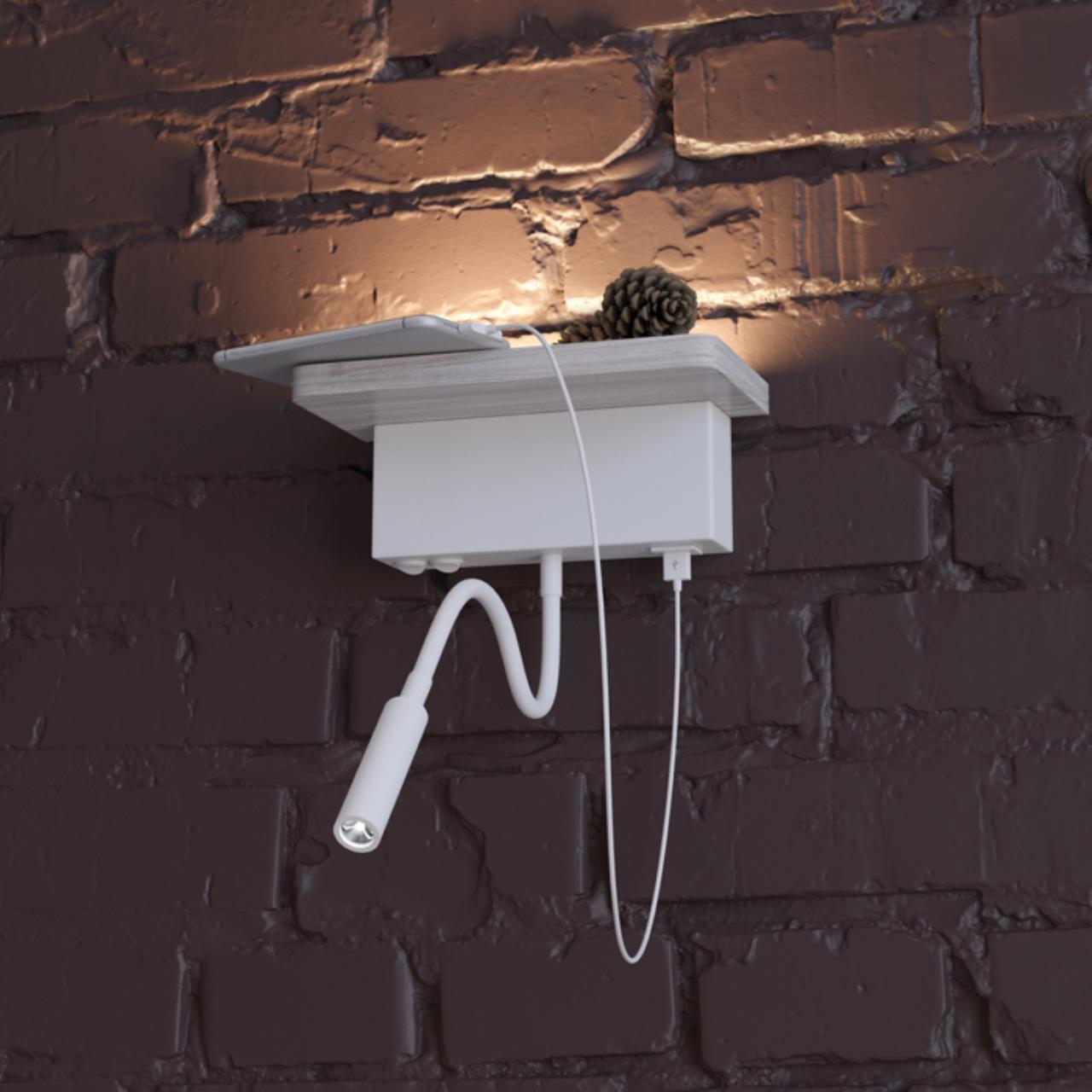 Настенный светильник-полка с подсветкой/USB Odeon Light 3869/8WL