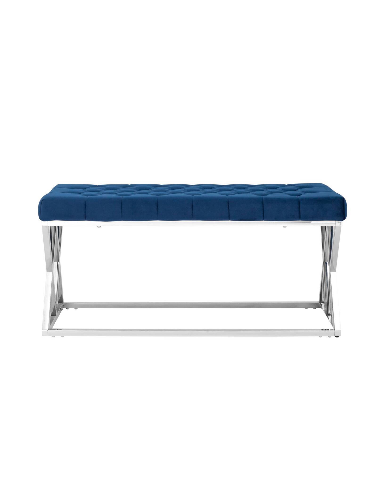 Банкетка ИНСИГНИЯ велюр синий сталь серебро Stool Group
