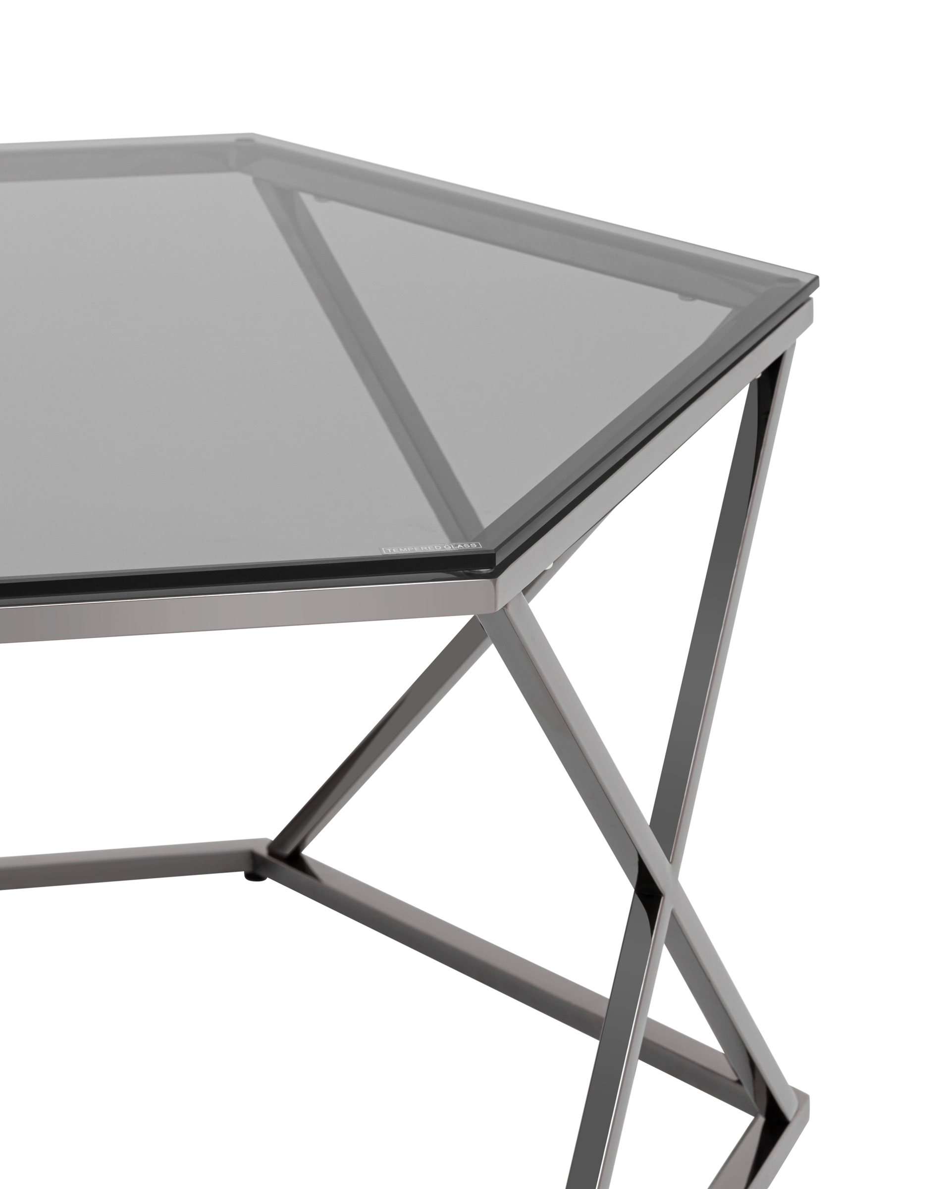 Журнальный столик Круз 93*80 стекло smoke сталь темный хром Stool Group