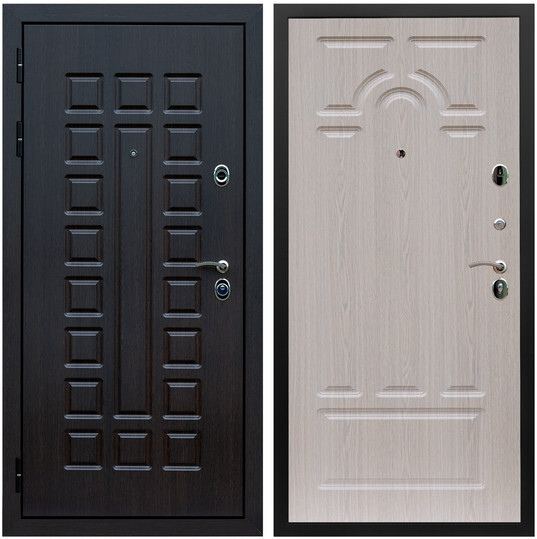 Дверь входная Graf Люксор 3К Шагрень черная / МДФ 6 мм ФЛ-58 Дуб беленый