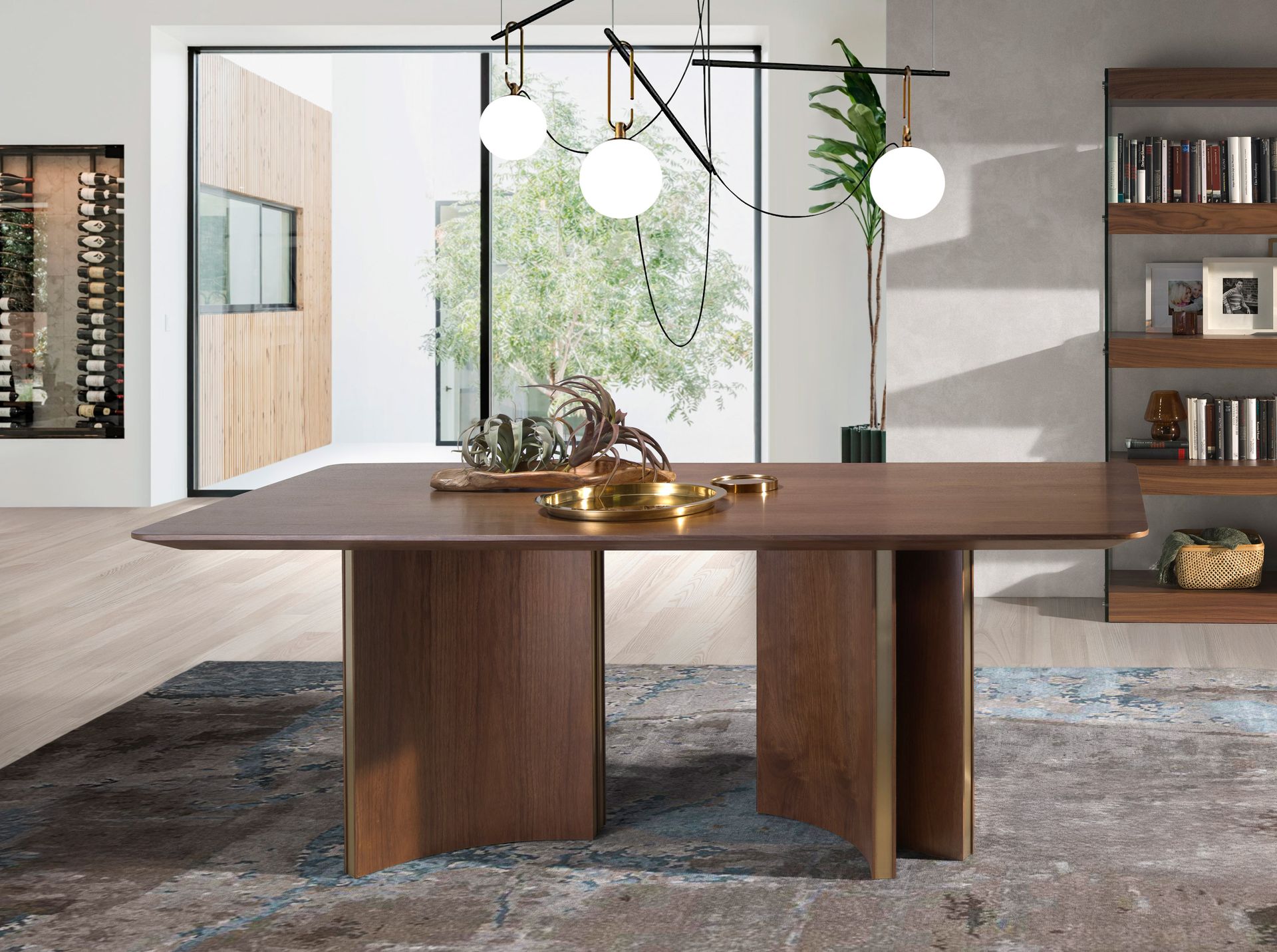 Прямоугольный обеденный стол 1109/DT210118 из ореха и позолоченной стали Angel Cerda