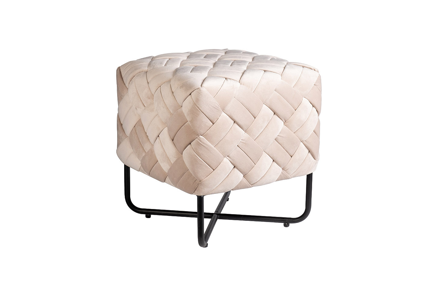 Пуф из плетеного велюра бежевый Garda Decor N-OT-100 BG BL