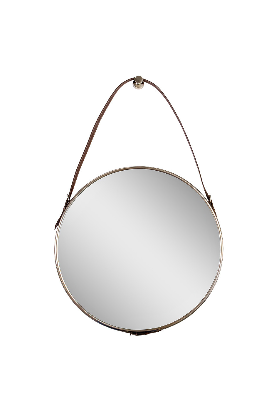 Зеркало круглое на кожаном подвесе (хром) Garda Decor 79MAL-9190-116NI