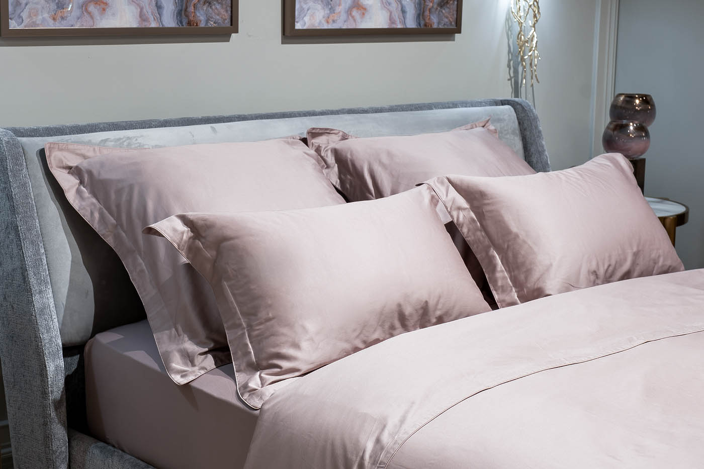 Комплект постельного белья Пудреная роза евро с наволочками 50х70см Garda Decor 130HB- 10200